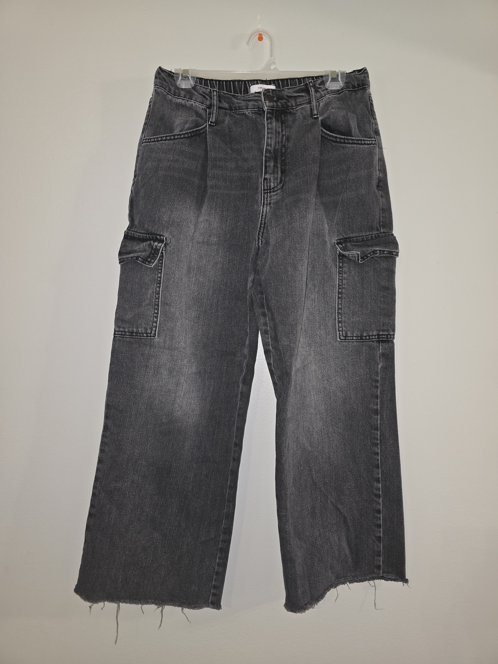 Forever 21 Women’s Charcoal Wide-Leg Cargo Jeans